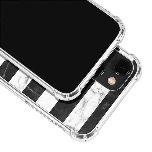 Black and White Striped Marble iPhone 14 Clear Case